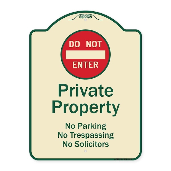 Signmission Designer Series-Private Property No Parking Trespassing Or Solicitors W/ Do, 24" x 18", TG-1824-9915 A-DES-TG-1824-9915 - main